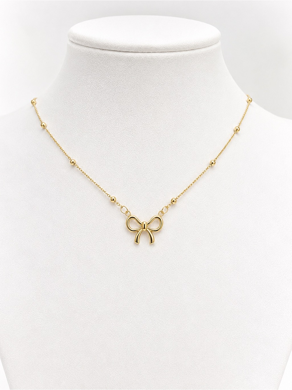 Gold Bow Pendant Station Necklace - Women's Jewelry